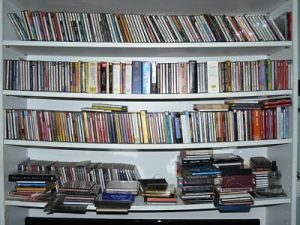 The sagging bookshelves
